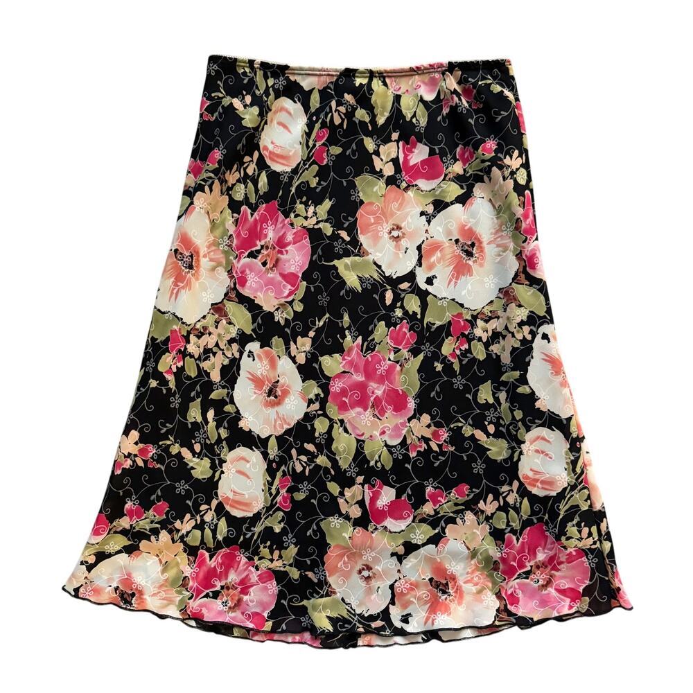 VTG Star City Floral Skirt Womens Sz Large Pull on Fairy Whimsical Boho Vintage‎